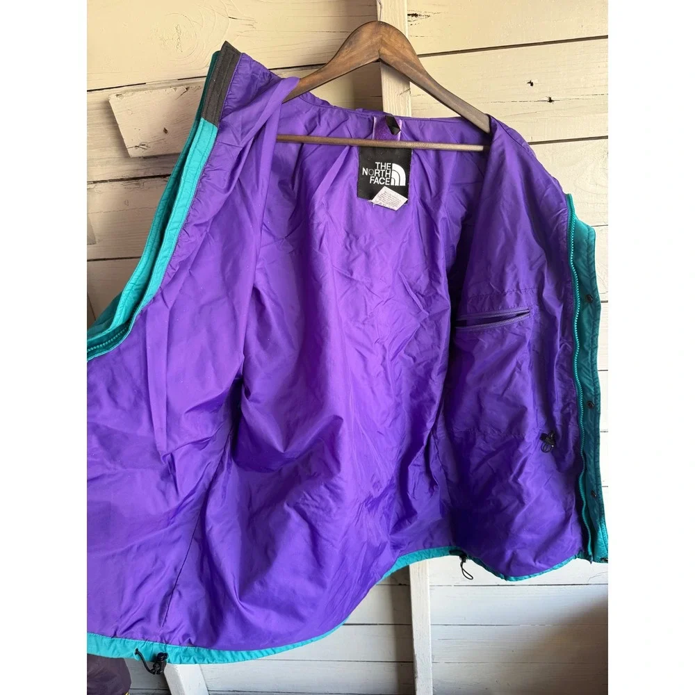 The North Face Vintage Mountain Jacket Teal Purple Colorblock Mens Medium Shell